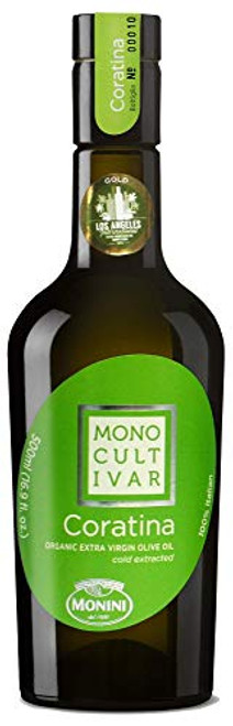 MONINI Monocultivar Extra Virgin Olive Oil ORGANIC Italian Imported Premium Quality Cold Extracted 500ml 169oz Coratina MONINI Monocultivar Extra Virgin Olive Oil ORGANIC Italian Imported Premium Quality Cold Extracted 500ml 169oz Coratina