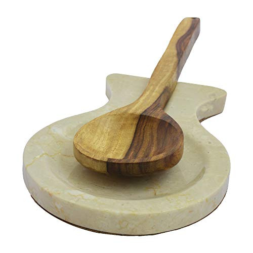 Marbco Marble Spoon Rest Ladle Holder Marble Spoon Rest Holder for Stove Kitchen Heavy Duty Dishwasher Safe Design 1 Italian Cream