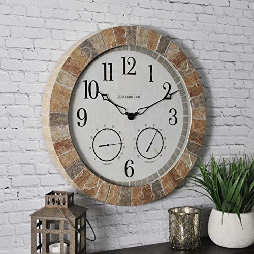 FirsTime  Co Sandstone Outdoor Clock 18 Tan Stone