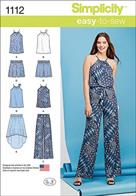 Simplicity Patterns 1112 Misses' Top Pants or Shorts and Skirt, D5 (4-6-8-10-12)