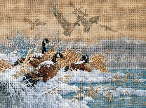 Dimensions Gold Collection Counted Cross Stitch Kit Winter Retreat 18 Count Beige Aida 16 x 12