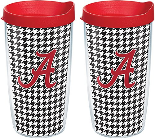 Tervis Alabama Crimson Tide Houndstooth Tumbler with Wrap and Red Lid 2 Pack 16oz Clear Tervis Alabama Crimson Tide Houndstooth Tumbler with Wrap and Red Lid 2 Pack 16oz Clear