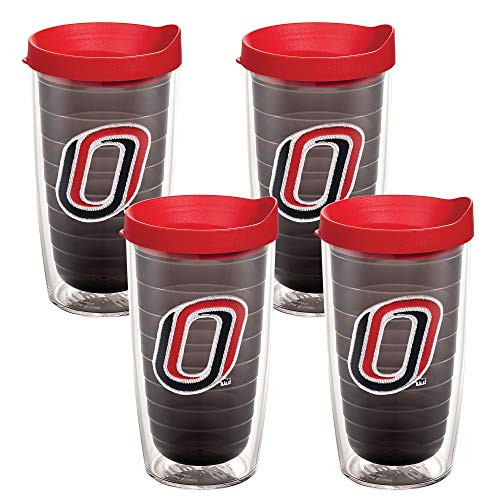 Tervis Omaha Mavericks Logo Tumbler with Emblem and Red Lid 4 Pack 16oz Quartz