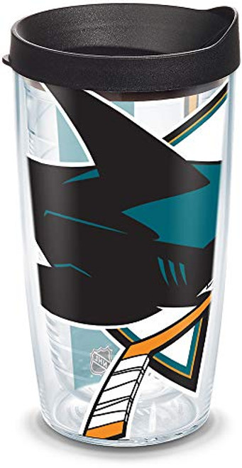 Tervis NHL San Jose Sharks Colossal Tumbler with Wrap and Black Lid 16oz Clear Tervis NHL San Jose Sharks Colossal Tumbler with Wrap and Black Lid 16oz Clear