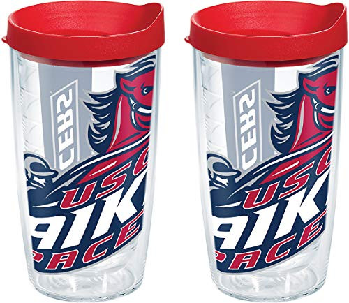 Tervis USC Aiken Pacers Tumbler with Wrap and Red Lid 2 Pack 16oz Clear