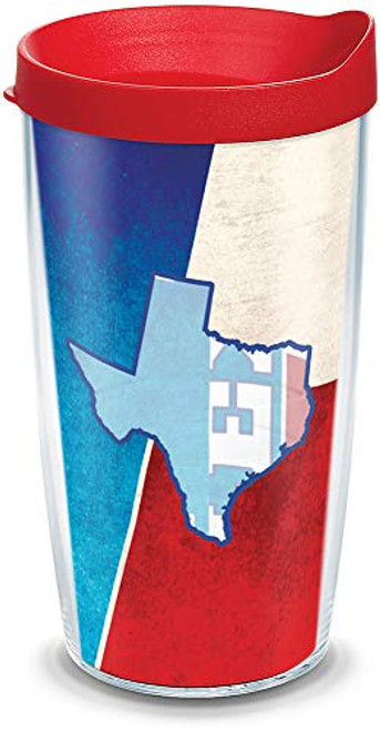 Tervis Texas State Flag Colossal Insulated Tumbler with Wrap and Red Lid 16oz Clear
