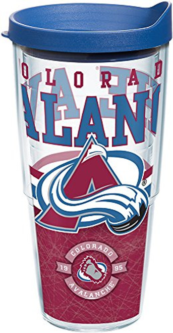 Tervis 1165865 NHL Colorado Avalanche Core Tumbler with Wrap and Blue Lid 24oz Clear Tervis 1165865 NHL Colorado Avalanche Core Tumbler with Wrap and Blue Lid 24oz Clear