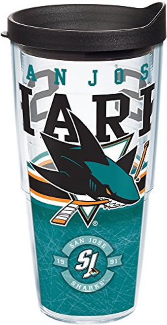 Tervis NHL San Jose Sharks Core Tumbler with Wrap and Black Lid 24oz Clear Tervis NHL San Jose Sharks Core Tumbler with Wrap and Black Lid 24oz Clear