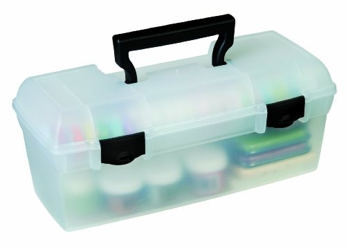 ArtBin Essentials Lift Out Tray with Black Latches and Handle-Clear Art/Craft Storage Box, 83805
