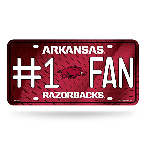 NCAA Rico Industries 1 Fan Metal License Plate Tag Arkansas Razorbacks