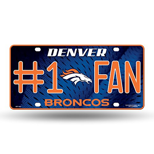 NFL Rico Industries 1 Fan Metal License Plate Tag Denver Broncos
