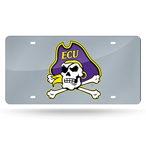 NCAA Rico Industries Laser Inlaid Metal License Plate Tag East Carolina Pirates
