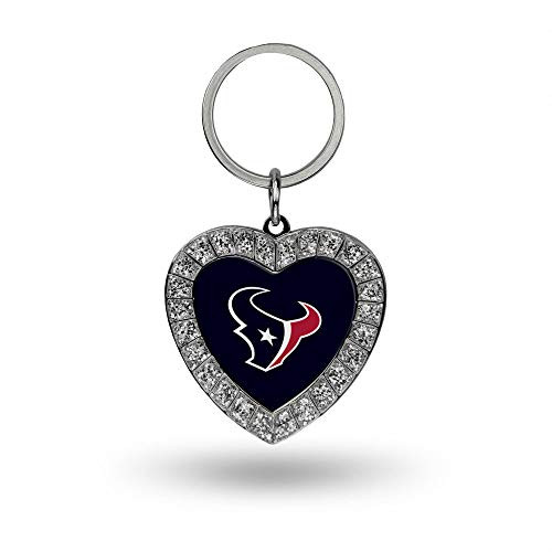 NFL Rico Industries Metal Rhinestone Heart Keychain Houston Texans NFL Rico Industries Metal Rhinestone Heart Keychain Houston Texans