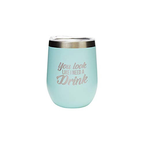 Carson 36128 Need A Drink Stemless Wine Tumbler 12 oz Seafoam