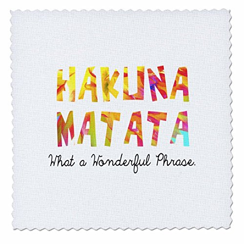 3dRose Hakuna Matata. what A Wonderful Phrase. - Quilt Square, 12 by 12-Inch (qs_193344_4)