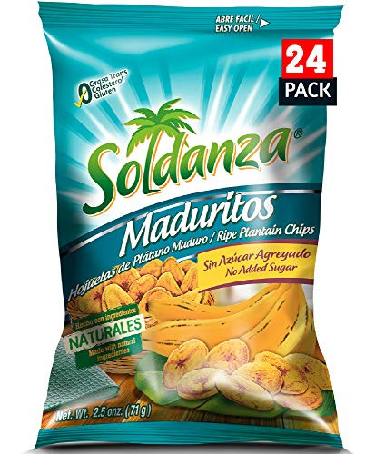 soldanza Maduritos Plantain Chips 25 Ounce Pack of 24 Ripe Plantain Chips