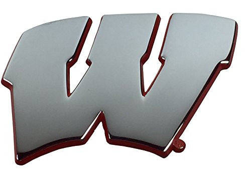 University of Wisconsin METAL Auto Emblem with Red Trim
