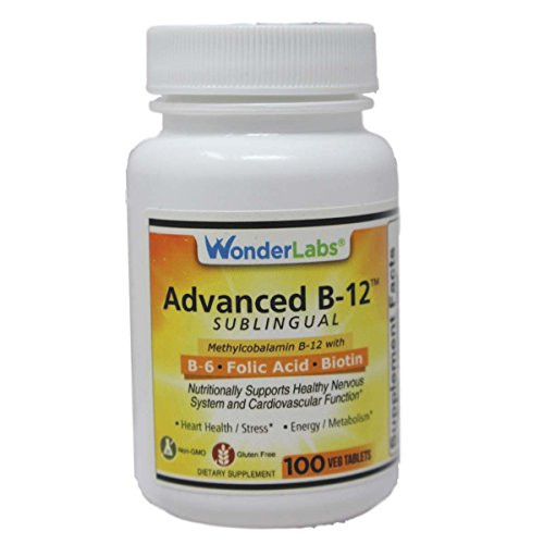 Sublingual Vitamin B12 1000 mcg B6 5mg Folic Acid400 mcg  Biotin 25mcg  Formulated with Methylcobalamin Vitamin B12 100 Tablets