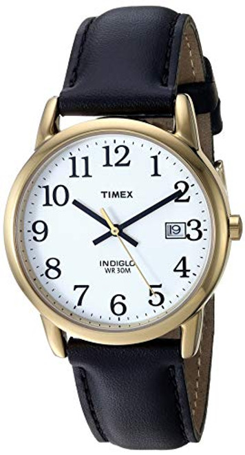 Timex Mens T2H291 Easy Reader 35mm Black Leather Strap Watch