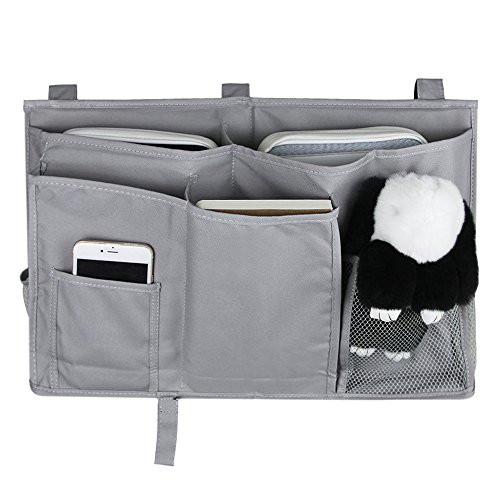 MoYag Bedside Storage Organizer, Bedside Caddy Hanging Storage Bag for Bunk and Hospital Beds, Dorm Rooms Bed Rails,Baby Bed,Baby Cart,Car Backrest with 8 Pockets(Grey)