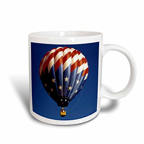 3dRose Hot Air Balloon Freedom Ceramic Mug 15 oz White