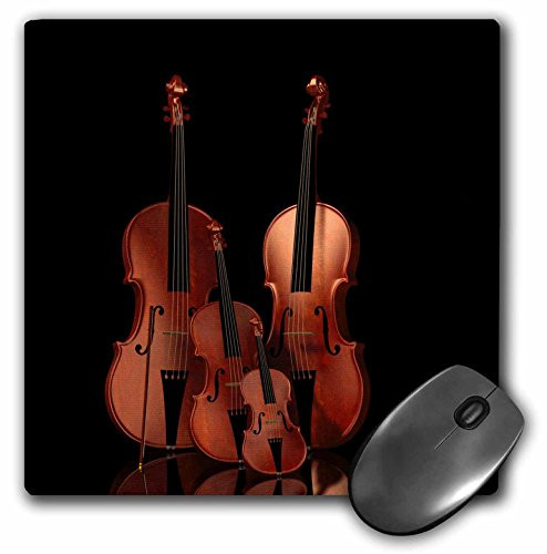 3dRose String Instruments Violin Bass  Cello Mouse Pad 8 x 8 mp2009201