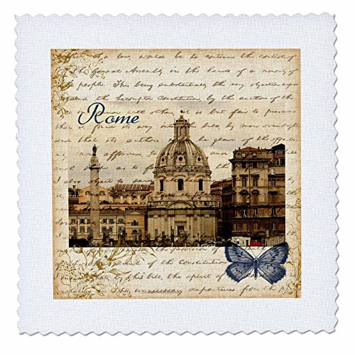 3dRose Rome Italy Vintage  Quilt Square 8 by 8Inch qs1789343