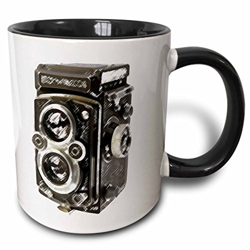 3dRose Picture of a Vintage Twin Lens Reflex TLR CameraTwo Tone Black Mug 11 oz Multicolored