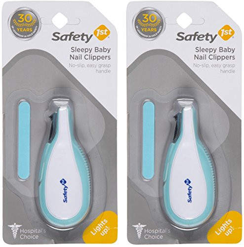 Safety 1st Sleepy Baby Nail Clipper With Built-in LED Light 2 Pack, Colors May Vary