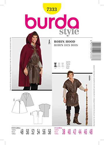BURDA STYLE 7333 ROBIN HOOD COSTUME CAPE, SHIRT SEWING PATTERN MENS SIZES: 38 40 42 44 46 48