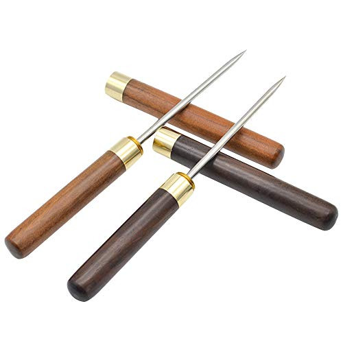 2 Pcs Ice Pick Stainless Steel Portable Stainless Steel Ice Picks with Highgrade Wooden Handle and Safety Cover Kitchen Tool