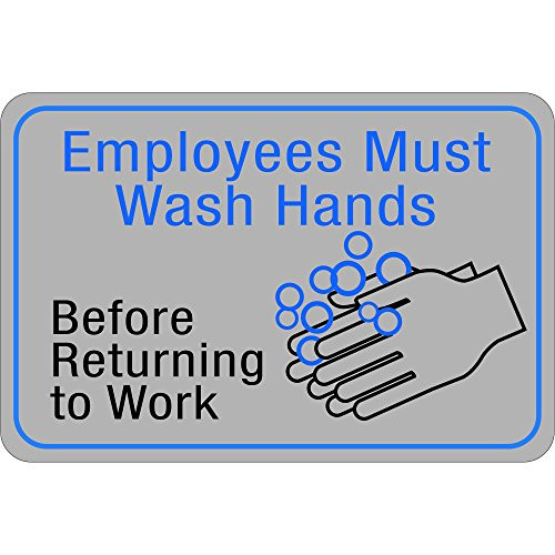 Partners Brand PSN213Employees Must Wash Hands Facility Sign 6 x 9 6 Width 9 Length GrayBlueBlack