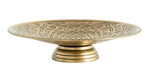 Creative Coop Decorative Antique Gold Debossed Metal Footed Pedestal Serveware