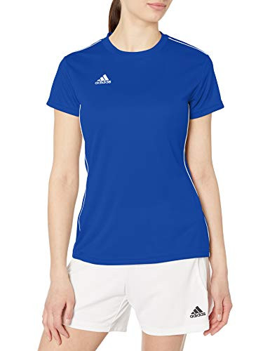 adidas Womens Core 18 AEROREADY Primegreen Regular Fit Soccer Short Sleeve Jersey Bold BlueWhite Medium