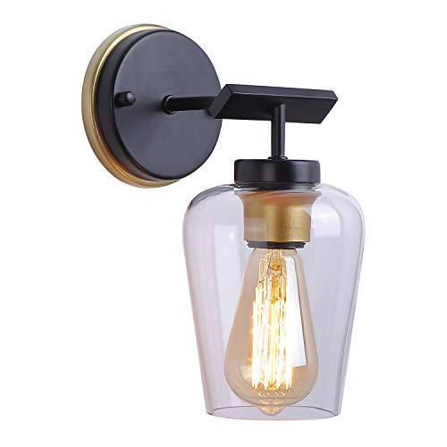 MWZ Modern Wall Sconce Light Fixtures 1Light Clear Glass Sconces Industrial Bathroom Vanity Lighting for Mirror Bathroom Bedroom Hallway Makeup Dressing Table