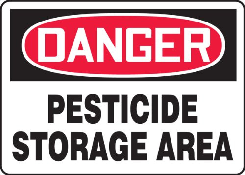 Accuform Signs MCAW109VP Plastic Safety Sign, Legend"DANGER PESTICIDE STORAGE AREA", 10" Length x 14" Width x 0.055" Thickness, Red/Black on White