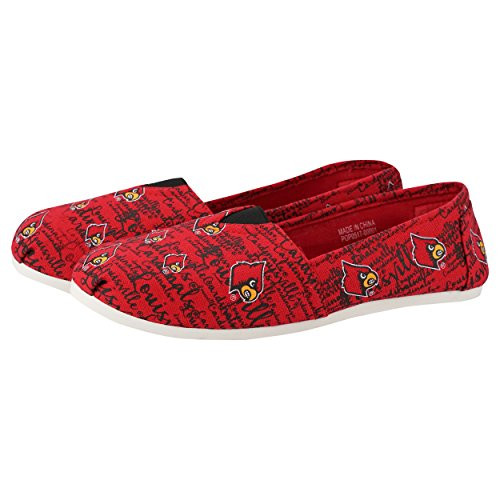 FOCO NCAA Louisville Cardinals College Canvas Script Print Slip On Shoes Medium78 Team Color