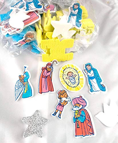 creatology 130 Foam StickersChristmas Noel Stickers Nativity SelfAdhesive Foam Shapes Snow FlakesSwans elf Etc