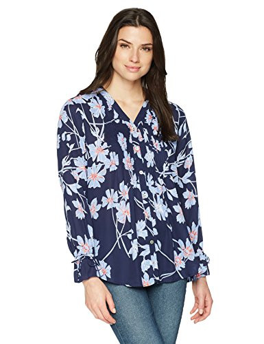 Foxcroft Womens Pearl Coastal Floral Blouse Navy Multi 6