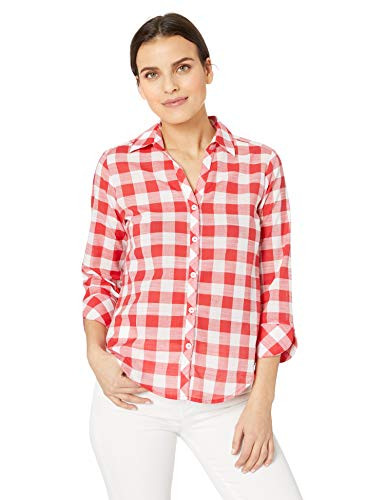 Foxcroft Womens Plus Size Dara Gingham Shirt Red Pepper 20W