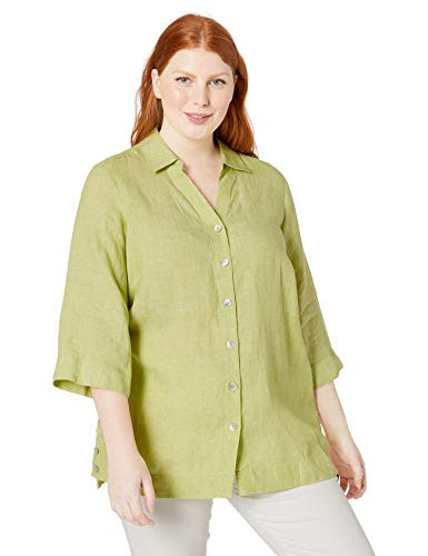 Foxcroft Womens Plus Size Liberty Chambray Linen Tunic Margarita 18W