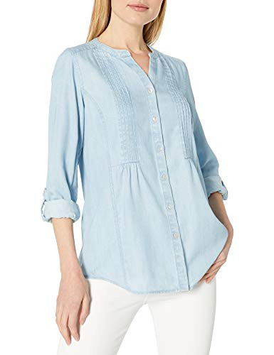 Foxcroft Womens Button Up Bluewash 2