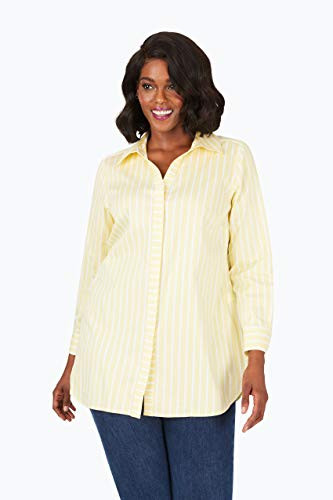 Foxcroft Womens Plus Size Button Front Shirt Sunbeam 18W
