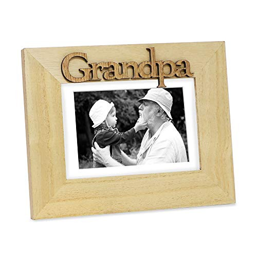 Isaac Jacobs Natural Wood Sentiments Grandpa Picture Frame 5x7 inch with Mat Photo Gift for Grandfather Papa Family Display on Tabletop Desk Natural 5x7 Matted 4x6