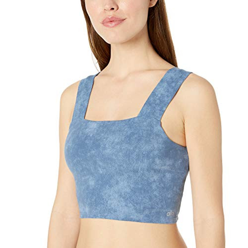 Alo Yoga Womens Bind Fitted Bra Tank Bra Denim Acid wash L