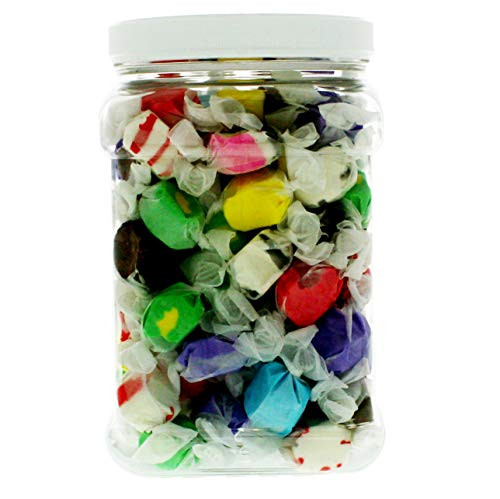 Salt Water Taffy 15LB  Bulk Original 10Flavor Sweets Mix Candy in 64 FL OZ Gift Ready Reusable Square Jar
