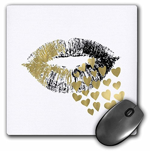 3dRose Picturing Gold Hearts Kiss Mouse Pad mp2710301