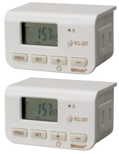Woods 50007WD Indoor 24-Hour Digital Plug-In Timer, 2 Pack, 1 Polarized Outlet