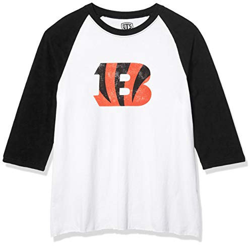 OTS NFL Cincinnati Bengals Mens Rival Raglan Tee Distressed Logo XLarge