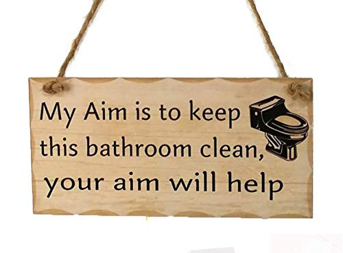 LWF Bathroom Letters Rest Room Wood Board Wall Hanging Notice Panel Warning Plaque Sign Plank Decor Portable